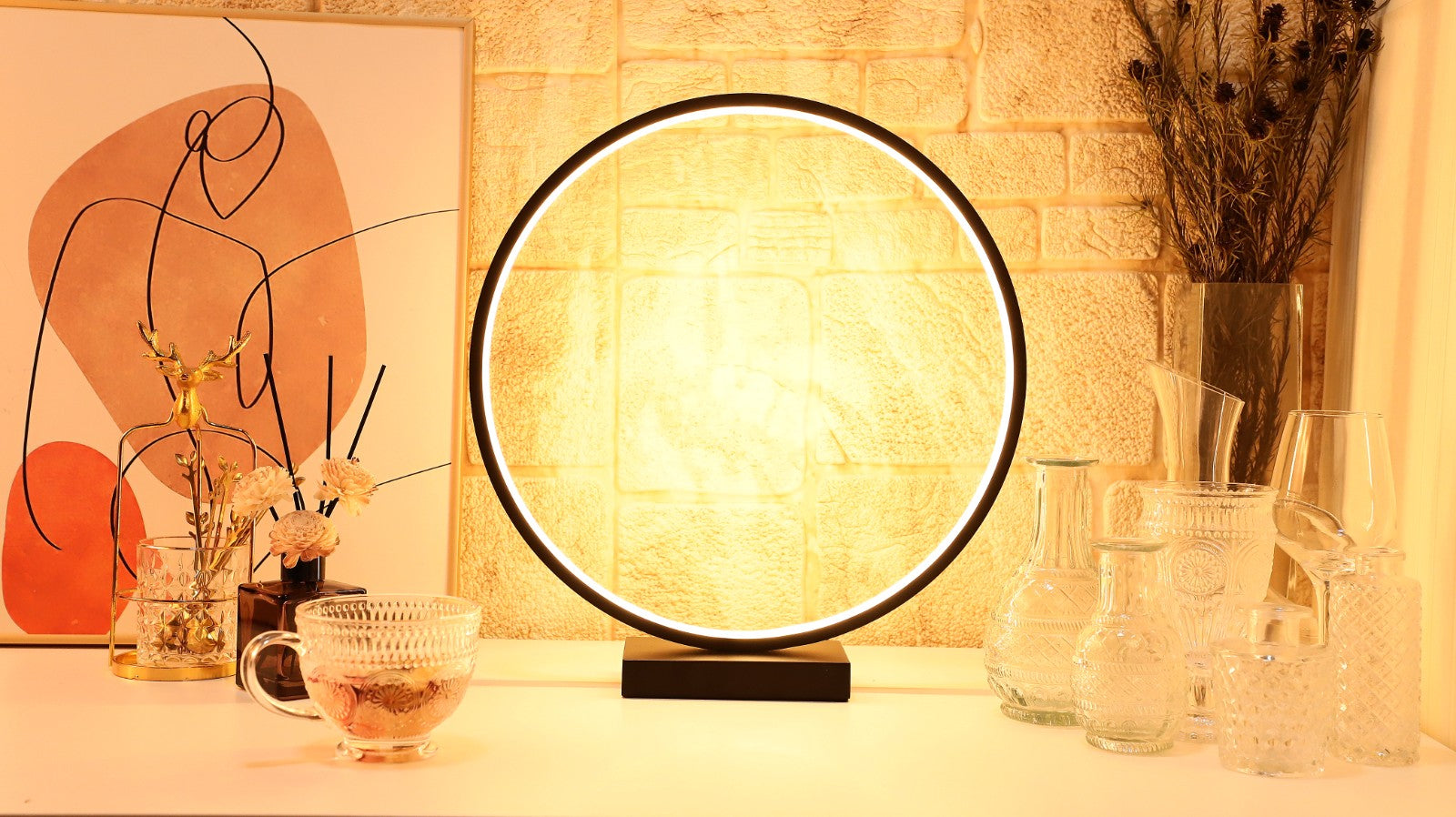 Designnest Round Table Lamp |Heng| Σφαιρική διακοσμητική λάμπα διαμέτρου 35 εκατοστών με ροοστάτη (Μαύρο)