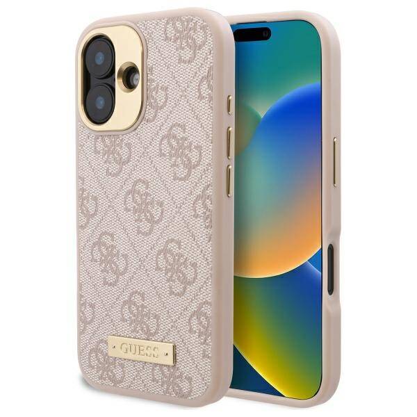 Guess - Hardcase 4G Logo Plate MagSafe (GUHMP16SU4GPRP) - iPhone 16 - Pink