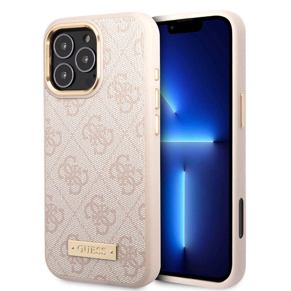 Guess - Hardcase 4G Logo Plate MagSafe (GUHMP16LU4GPRP) - iPhone 16 Pro - Pink