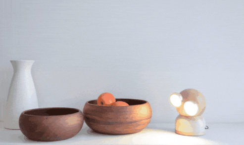 Designnest® GoggleLamp |Mr Watt| Επιτραπέζιο Φωτιστικό από ξύλο σφενδάμου και αλουμίνιο με ρύθμιση φωτεινότητας αφής (grey/blue/wood)