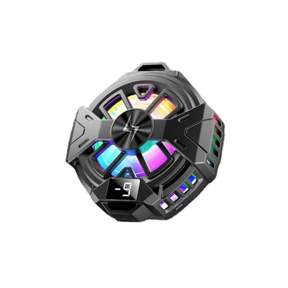 Techsuit - Phone Cooler (P60) - Magnetic, RGB Lights, Temperature Display, Low Noise, Two Speeds, for iOS and Android - Black
