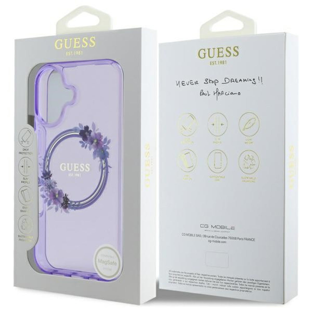 Guess Magsafe “Flower Wreath” Hard Case Θήκη προστασίας από σκληρό πλαστικό – iPhone 16 (Ροζ – GUHMP16SHFWFCP)