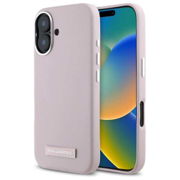 Karl Lagerfeld - Leather MagSafe (KLHMP16SPGMSRPP) - iPhone 16 - Pink FW Metal Plate