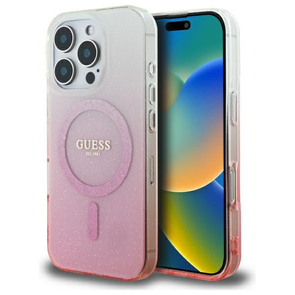 Guess Magsafe “Glitter Gradient” Hard Case Θήκη προστασίας από σκληρό πλαστικό – iPhone 16 Pro Max (Ροζ – GUHMP16XHGRCELP)