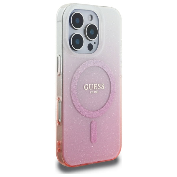Guess Magsafe “Glitter Gradient” Hard Case Θήκη προστασίας από σκληρό πλαστικό – iPhone 16 Pro (Ροζ – GUHMP16LHGRCELP)
