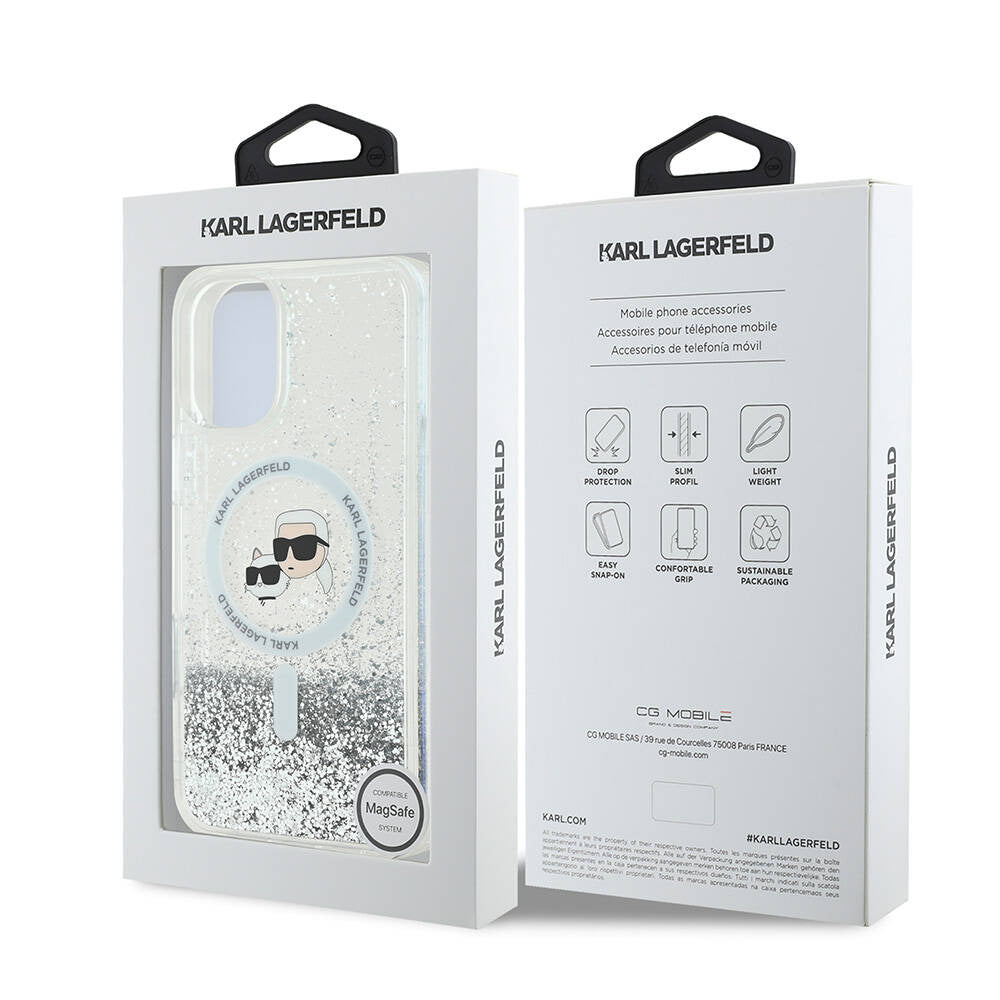 Karl Lagerfeld Magsafe Ringstand Liquid Glitter Hard Case Θήκη προστασίας από σκληρό πλαστικό – iPhone 16 (Glitter Διάφανη – KLHMP16SLGKCSGH)