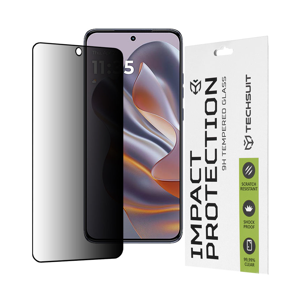 Techsuit - 111D Privacy Full Glue - Motorola Edge 50 Neo / Edge 60 Neo / Motorola ThinkPhone 25 - Black