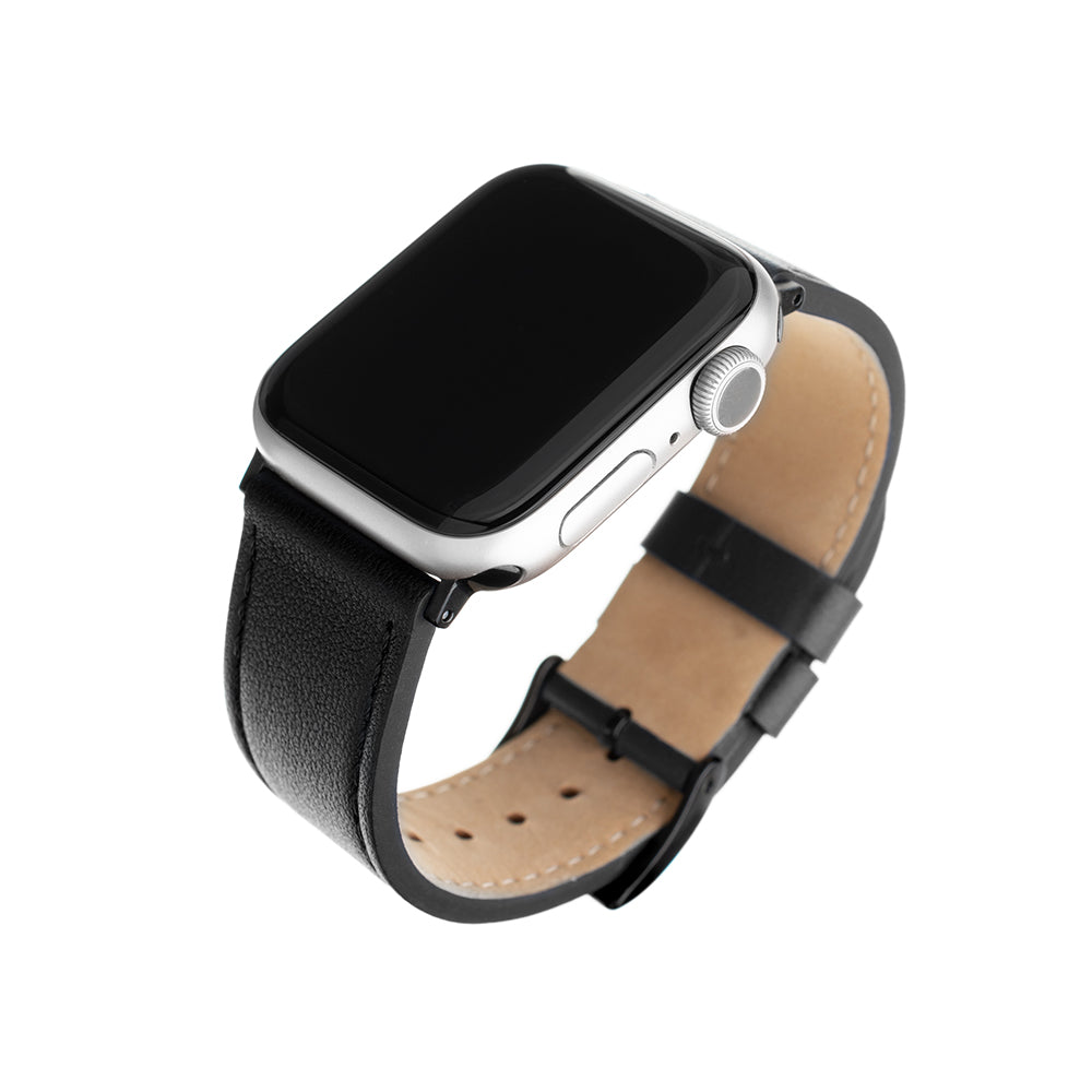 Fixed - Leather Strap 32mm - Apple Watch 1/2/3/4/5/6/7/8/9/10/SE/SE 2 (38/40/41/42mm) - Black