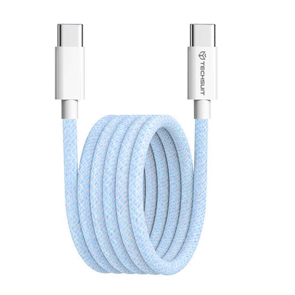 Techsuit - Data Cable (PCB114D) - for Apple, Android, Type-C, Super Fast Charging, PD60W, Flexible, Durable, 1m - Blue