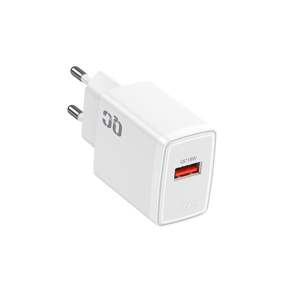 Lito - Wall Charger (LC08) - USB PD18W, PC Fireproof, EU Plug - White