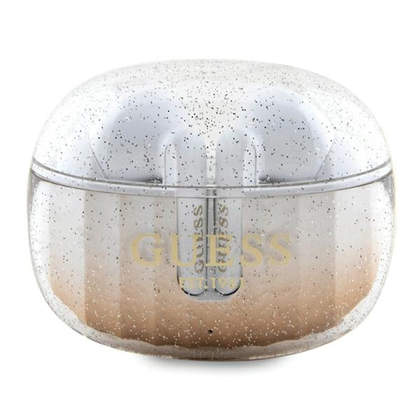Guess - Wireless Earbuds (GUTWSHDGKEED) - Bluetooth 5.3, TWS, USB-C, with Docking Station, IPX4 - Glitter Gold Gradient