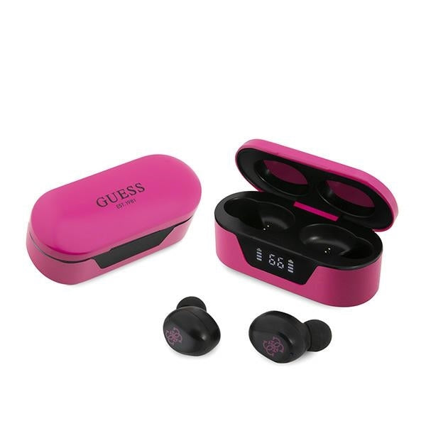Guess - Wireless Earbuds (GUTWST31EM) - Bluetooth 5.0, TWS, USB-C, with LED Display, Docking Station, IPX4 - Magenta
