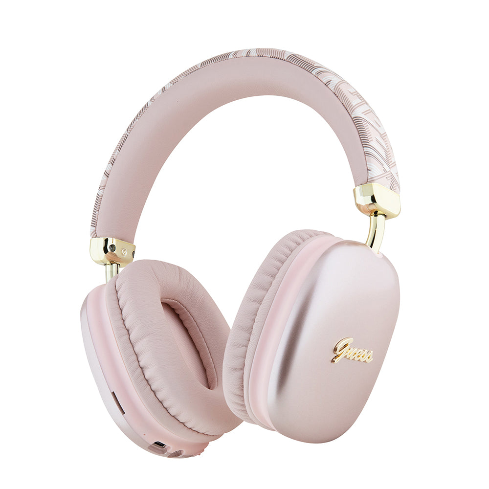 Guess - Wireless Headphones GCUBE Metallic Script Logo (GUBHK1GCTCSP) - Over-ear Headset, Bluetooth 5.3, 400mAh - Pink