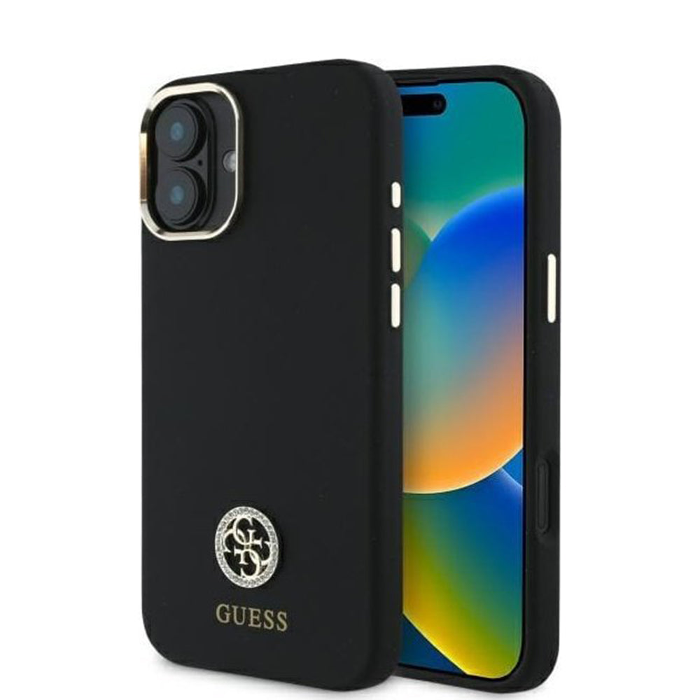 Guess - Silicone Logo Strass 4G (GUHCP16SM4DGPK) - iPhone 16 - Black