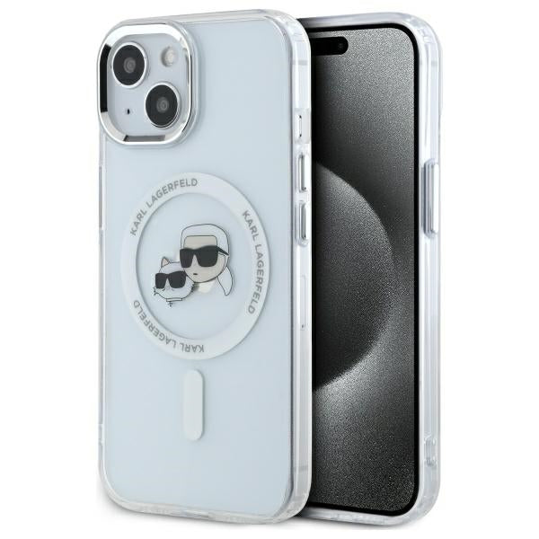 Karl Lagerfeld - IML MagSafe (KLHMP14SHLSKCH) - iPhone 14 - White Metal Karl&Choupette Head