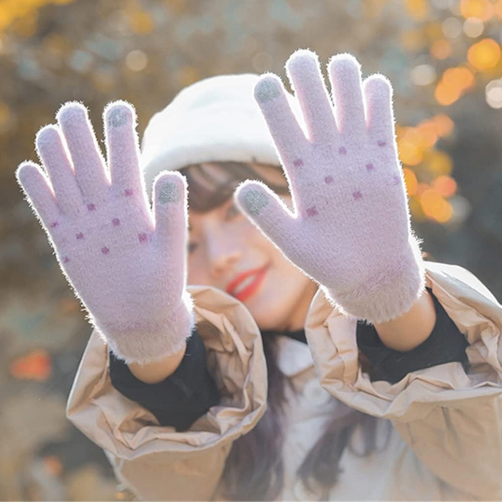 Techsuit - Gloves (ST0011) - from Mink Fur, Size 21cm - Pink