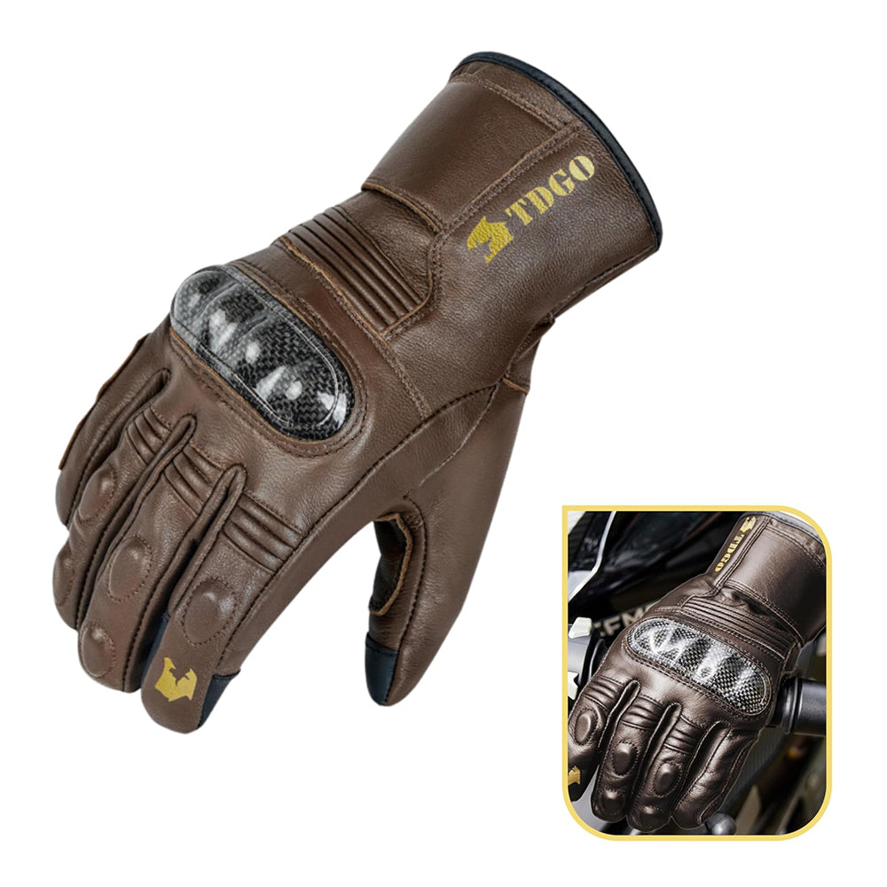 Techsuit - Touchscreen Gloves (OG106) - Sheepskin, for Motorcycle / ATV / Scooter, Waterproof, Size L - Brown