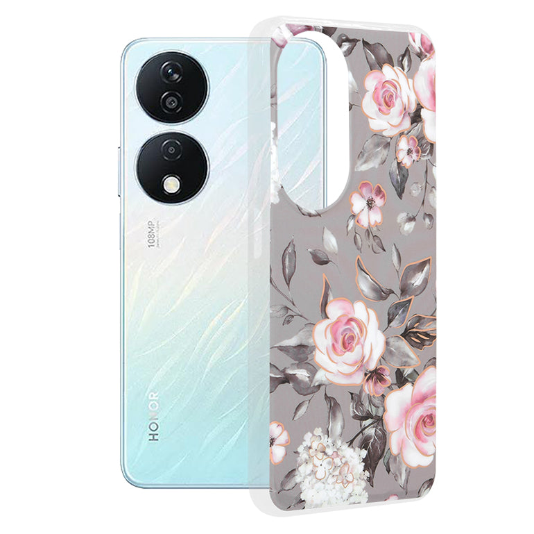 Techsuit - Marble Series - Honor X7b / X7b 5G / 90 SMART - Bloom of Ruth Gray