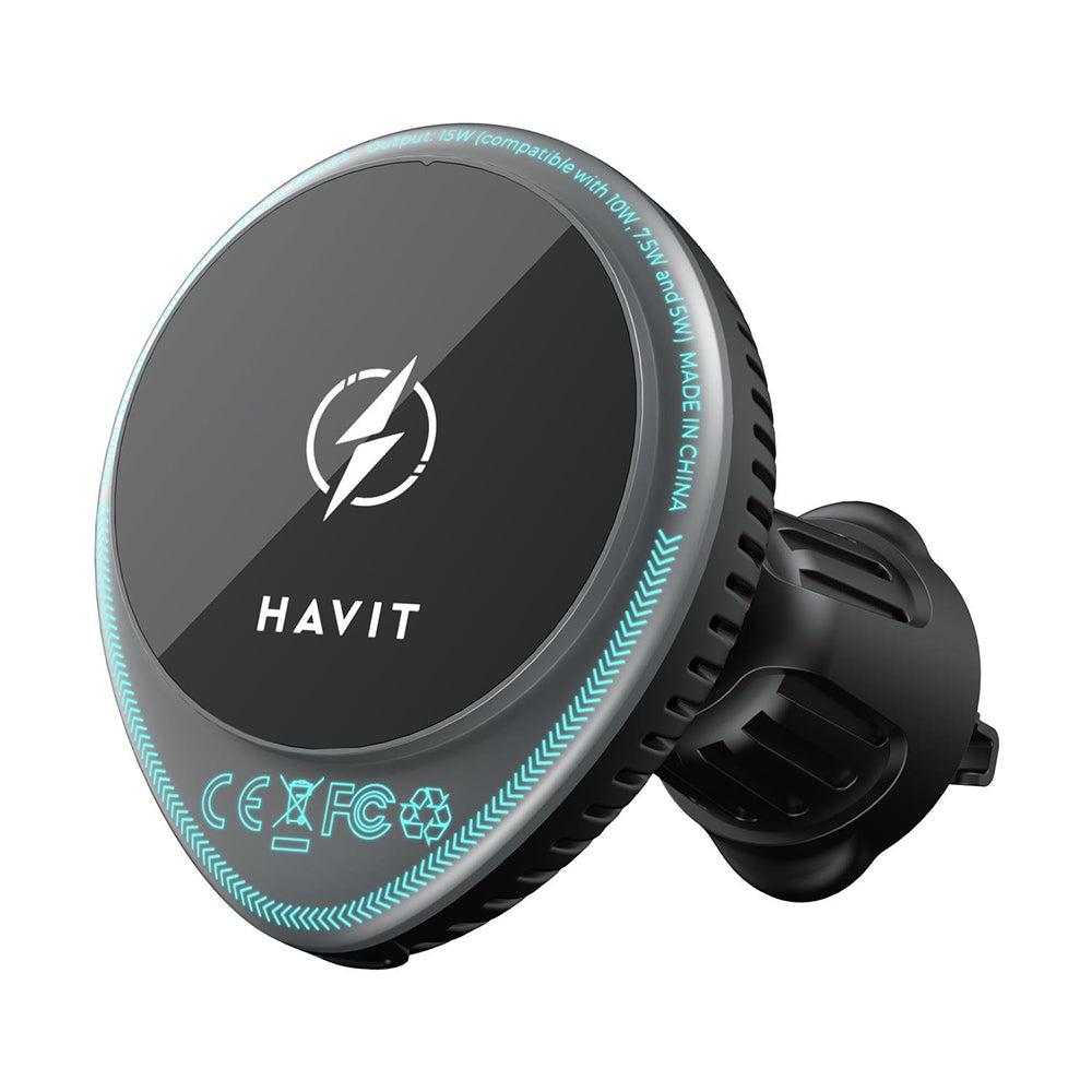 Havit - Car Holder with Wireless Charging (W3036) - with Cooler, for Air Vent, 15W - Black