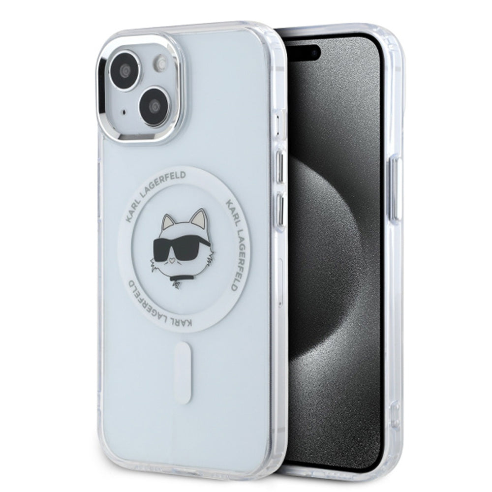 Karl Lagerfeld - IML MagSafe (KLHMP15SHLSCHH) - iPhone 15 - White Metal Choupette`s Head