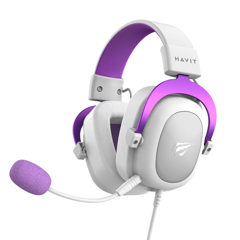 Havit - Gaming Headphones (H2002d) - Detachable Microphone, 53mm Speaker, Compatible with PS4/XBOX, Jack 3.5mm, 2m - Purple