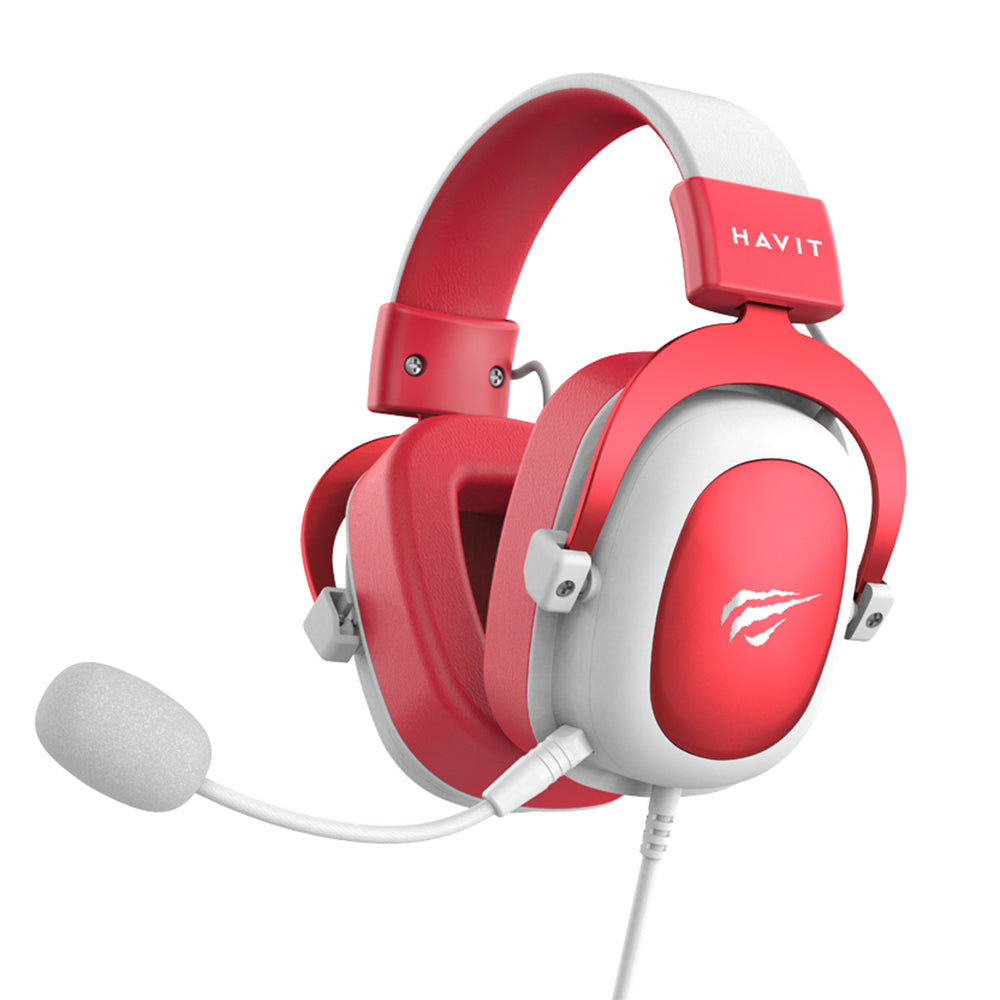 Havit - Gaming Headphones (H2002d) - Detachable Microphone, 53mm Speaker, Compatible with PS4/XBOX, Jack 3.5mm, 2m - Red