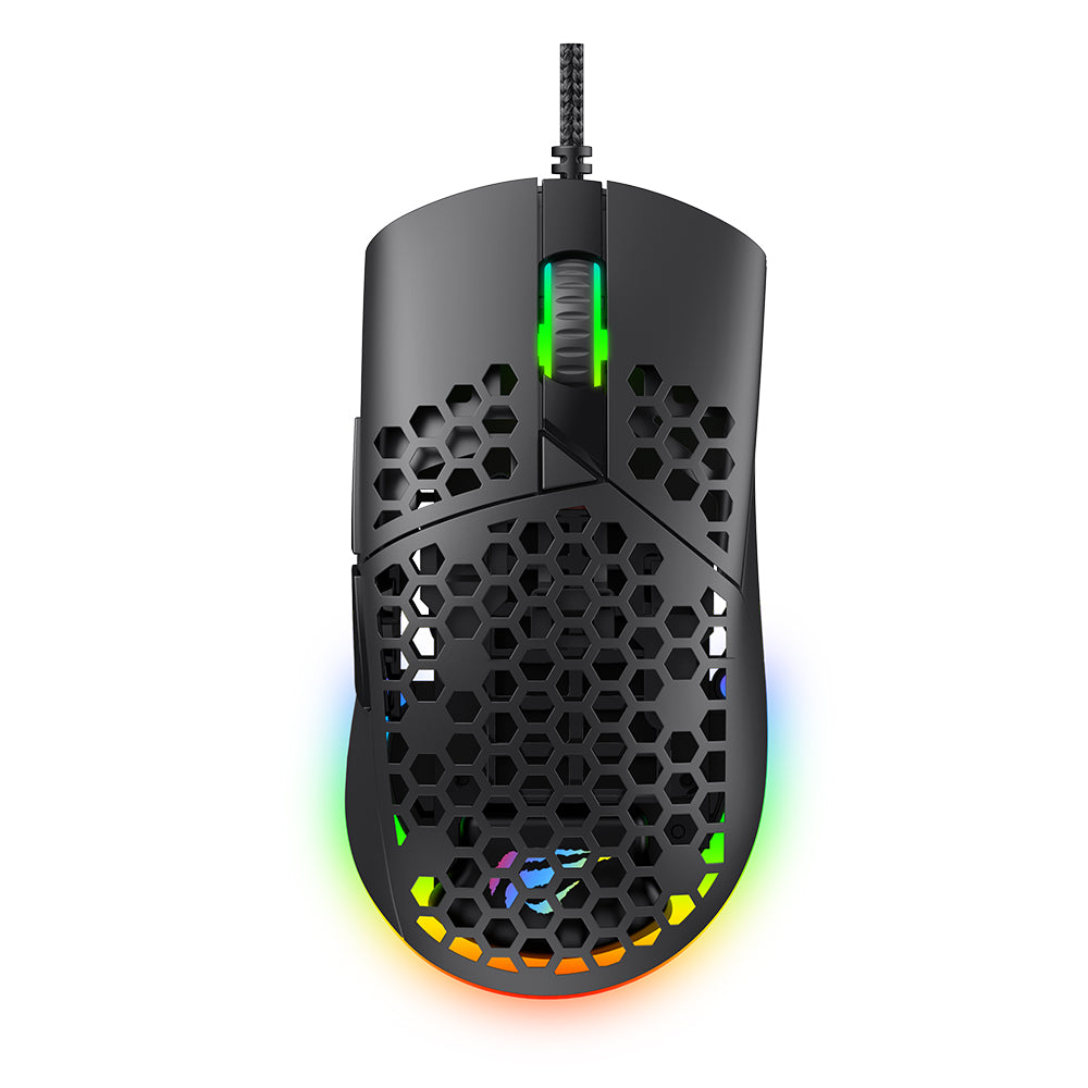 Havit - Wired Gaming Mouse (MS1036) - with RGB Lights, 1200/1600/2400/4800/6400/7200 DPI, 1.6m, 5V - White