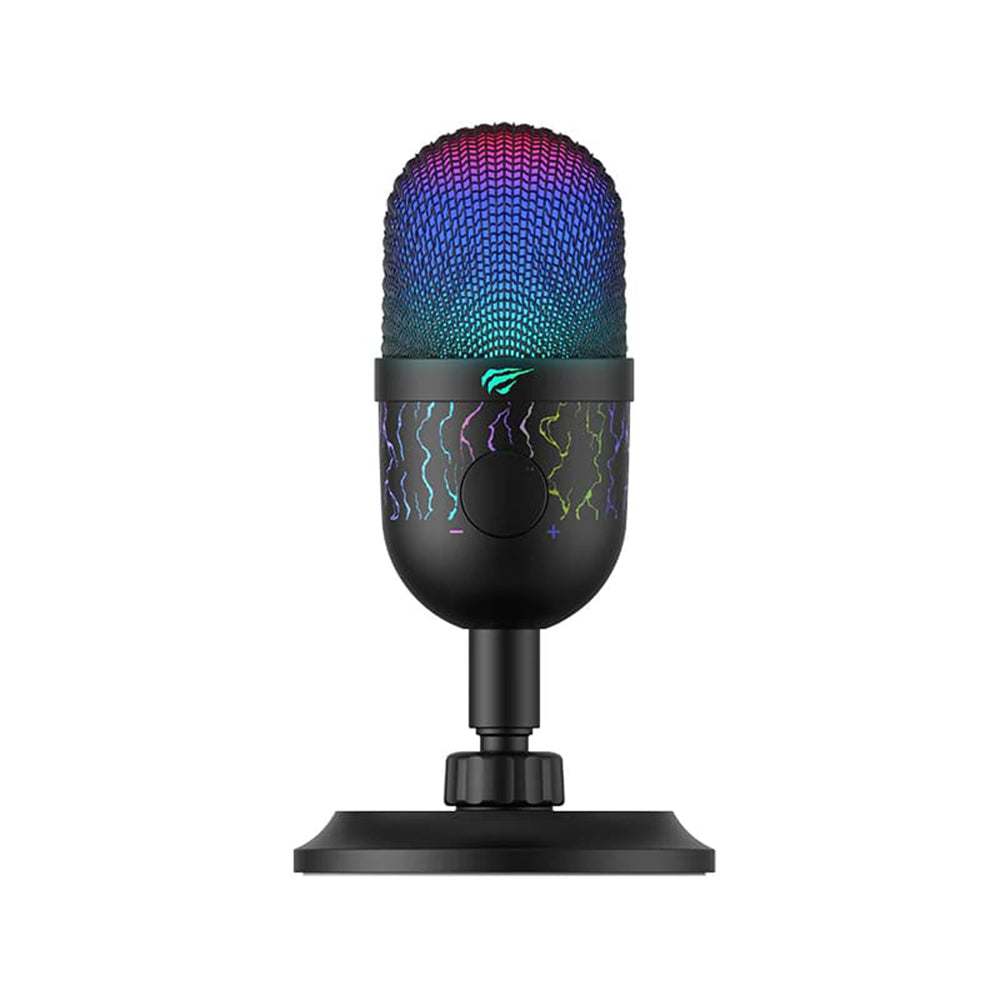 Havit - Gaming Microphone (GK52) - for PC, Laptop, Phone, RGB Lights, 100-18000 Hz, Cardioid, with Cable USB, 1.8m - Black