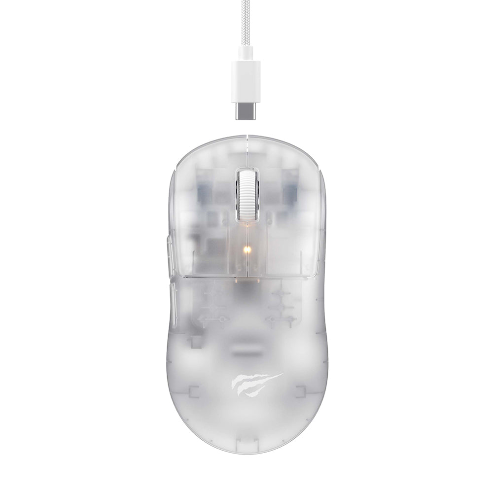 Havit - Wireless Gaming Mouse (MS970WB Pro) - 2.4GHz, 800/1600/2400/3200/6400/12000 DPI, 300mAh - Transparent White