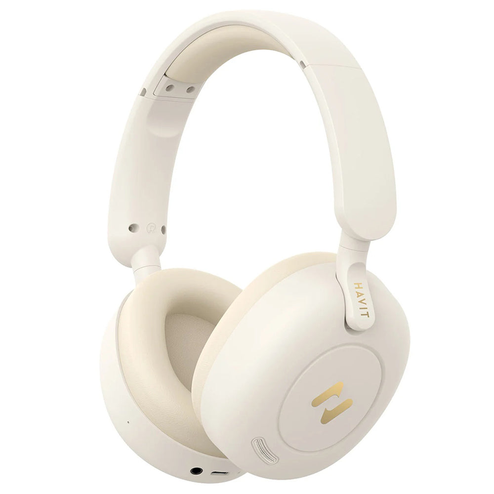 Havit - Wireless Headphones (H655BT Pro) - with Case, Bluetooth 5.3, Noise Cancelling, Multipoint, Hi-Res, 700mAh - Beige