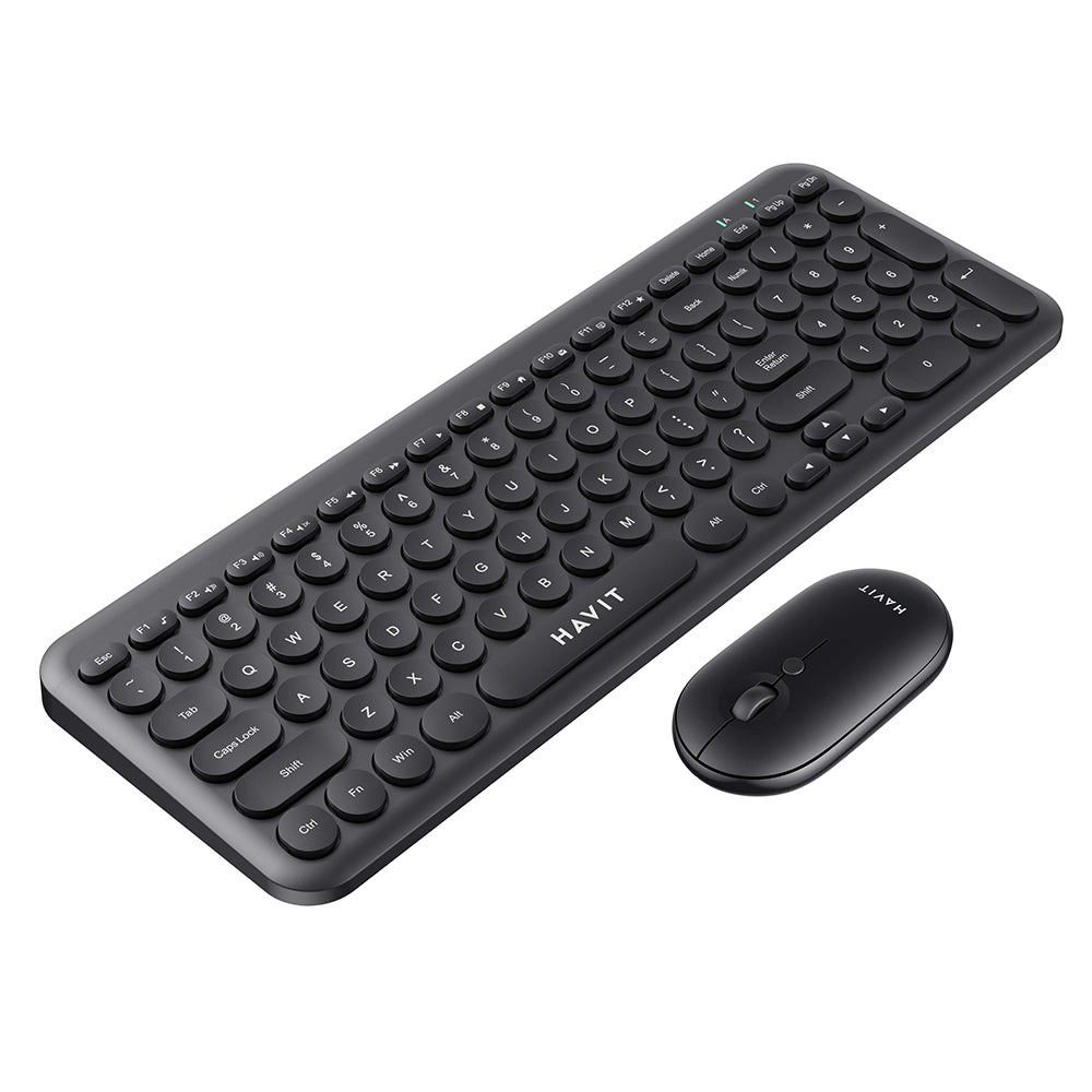 Havit - Wireless Keyboard and Mouse Set (KB254GCM) - 2.4GHz, ABS, 800/1200/1600 DPI - Black