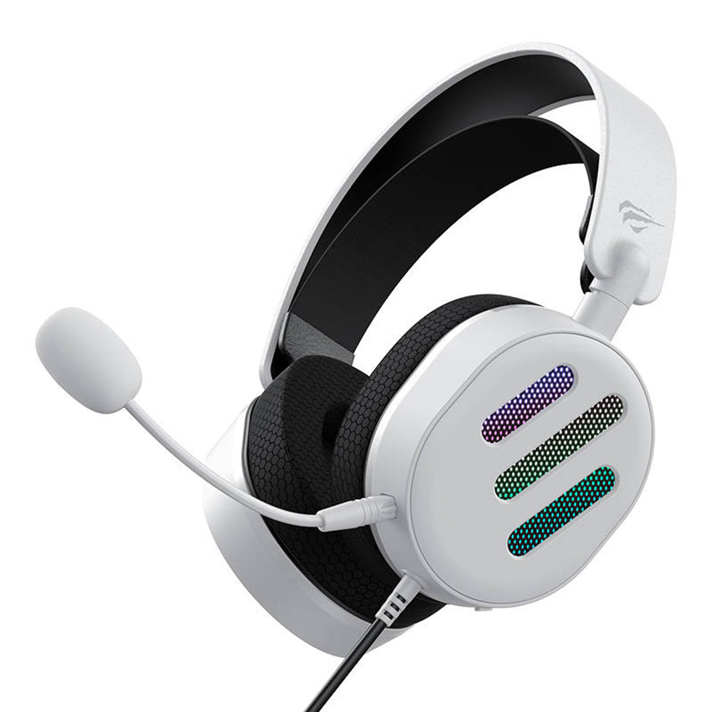 Havit - Wired Gaming Headphones (H2038U) - USB, RGB Lights, Microphone, Surround Sound - White