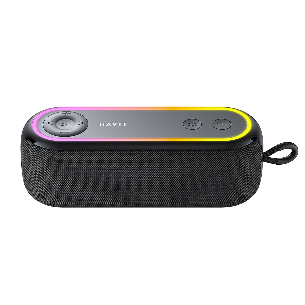 Havit - Wireless Speaker (SK810BT) - USB-C, Bluetooth 5.3, TWS, TF, USB, FM, AUX, Hands-Free Call, RGB, IPX5, 2400mAh - Black