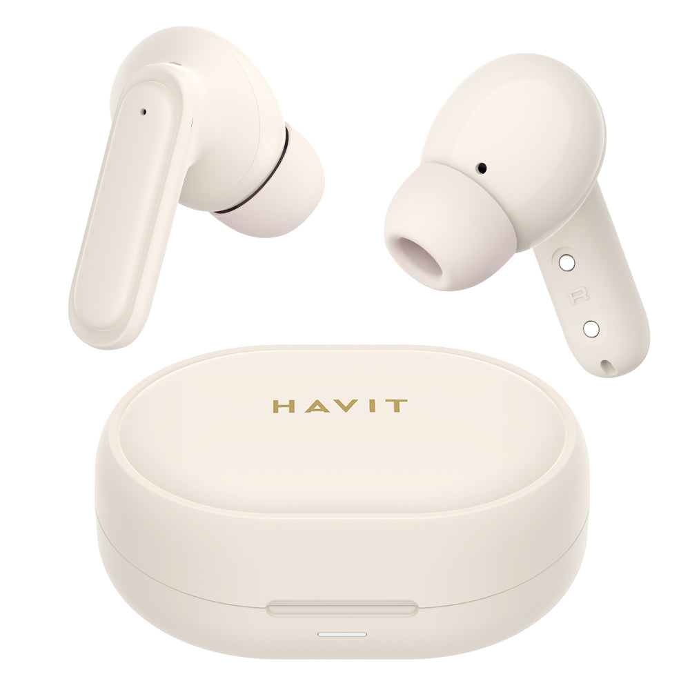 Havit - Wireless Earbuds (TW950) - In-ear, Bluetooth 5.3, with Microphone, True Wireless, ENC, Type-C, 400mAh - Beige / Pink