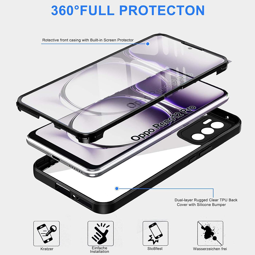 Techsuit - ColorVerse 360 Series + Screen Protector - Oppo Reno12 Pro - Black