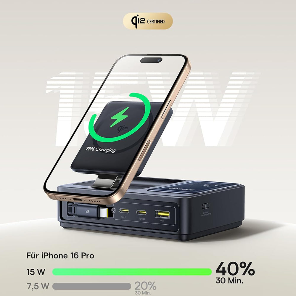 Baseus - Charging Station Nomos (P10170902123-00) - MagSafe Charger, Type-C, Digital Display, 5in1, 140W - Black