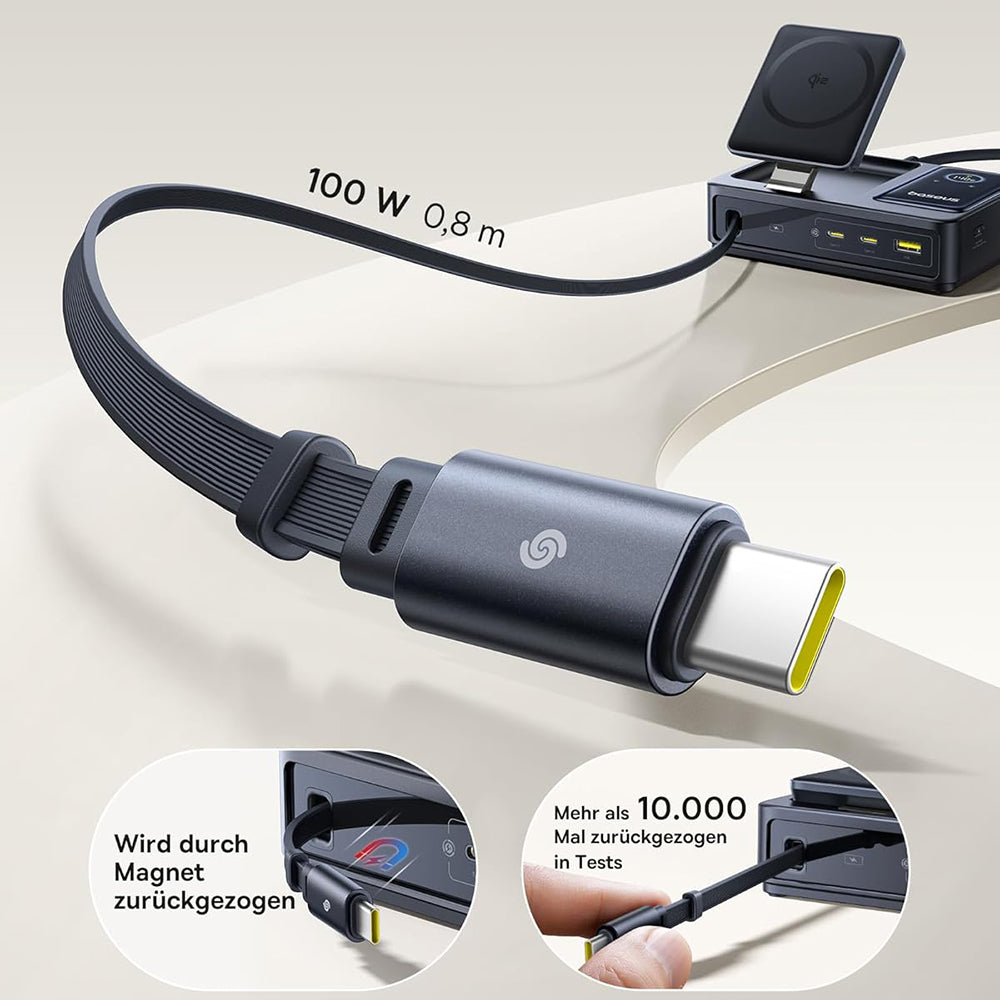 Baseus - Charging Station Nomos (P10170902123-00) - MagSafe Charger, Type-C, Digital Display, 5in1, 140W - Black