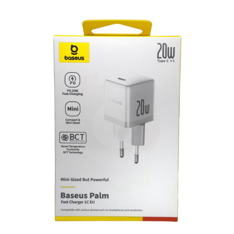 Baseus - Wall Charger Palm (P10111602213-00) - Fast Charger, Type-C, PD 20W, 5V/3A - Moon White