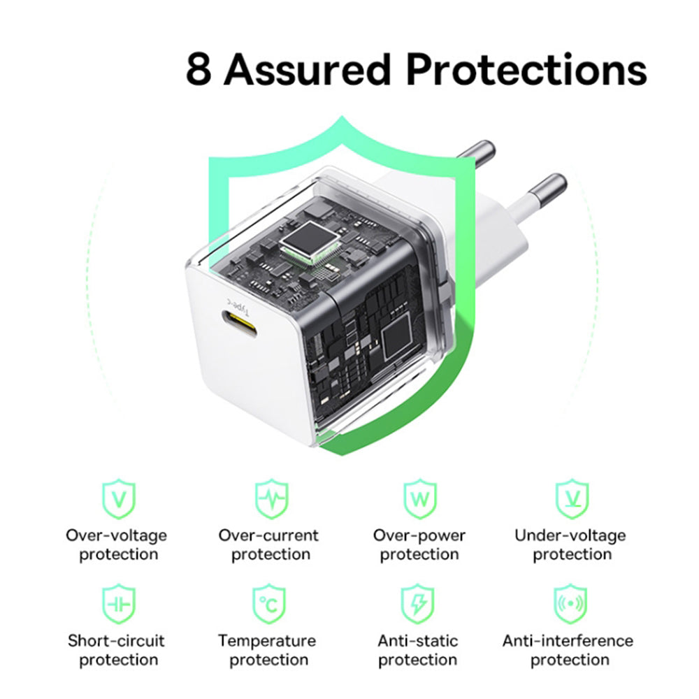 Baseus - Wall Charger Palm (P10111605213-00) - Fast Charger, Type-C, PD 30W, 5V/3A- Moon White