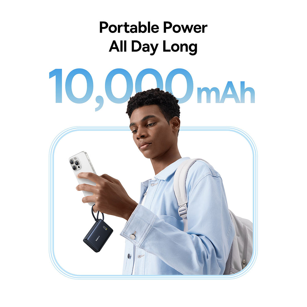 Baseus - Power Bank PicoGo (P10076803123-00) - Type-C, USB, Fast Charging, 45W, 10000mAh, Built-in Type-C Cable - Black