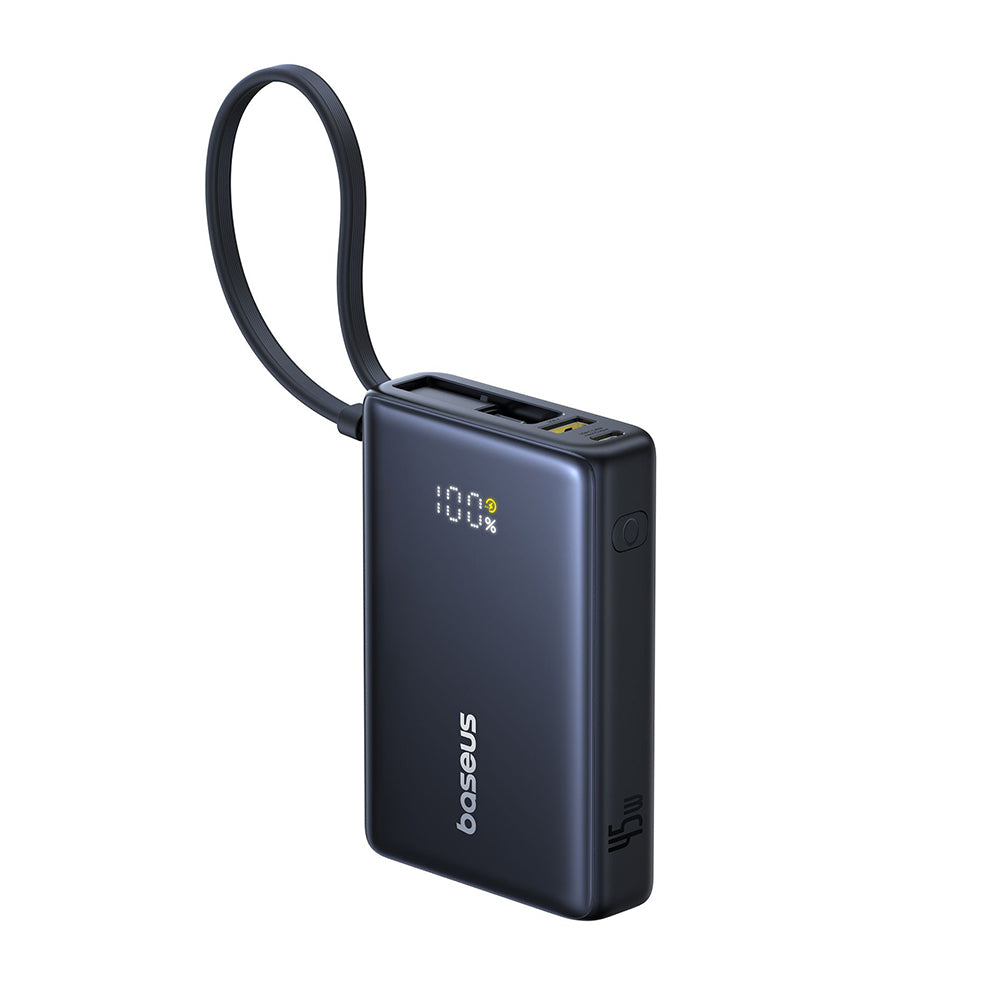 Baseus - Power Bank PicoGo (P10076803123-00) - Type-C, USB, Fast Charging, 45W, 10000mAh, Built-in Type-C Cable - Black