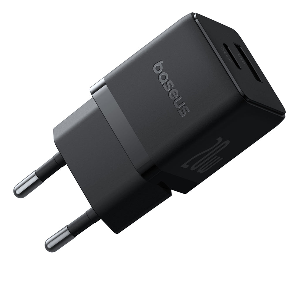 Baseus - Wall Charger Palm (P10111608113-01) - Type-C Cable Included, 2in1 Fast Charger, USB, USB-C, 20W, 5V/3.0A, 1m - Cluster Black