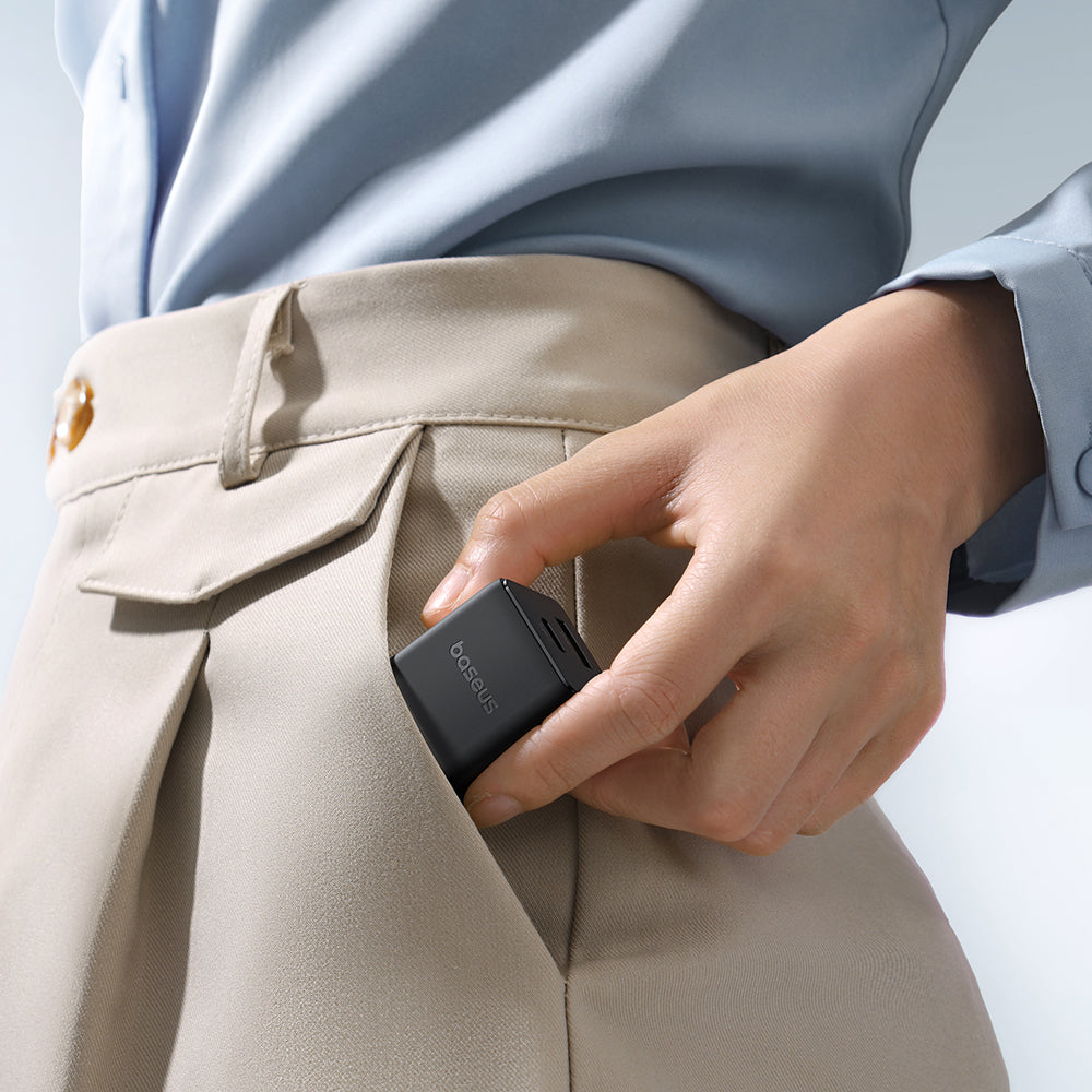 Baseus - Wall Charger Palm (P10111608113-01) - Type-C Cable Included, 2in1 Fast Charger, USB, USB-C, 20W, 5V/3.0A, 1m - Cluster Black