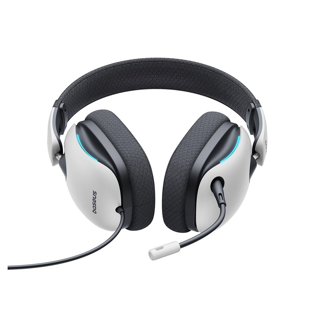 Baseus - Gaming Headphones GoPlay 1 Max (A00181003213-00) - with Microphone, In-Line Cable Controls, LED Light - Moon White