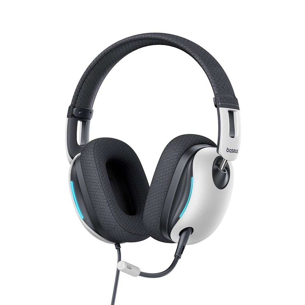 Baseus - Gaming Headphones GoPlay 1 Max (A00181003213-00) - with Microphone, In-Line Cable Controls, LED Light - Moon White