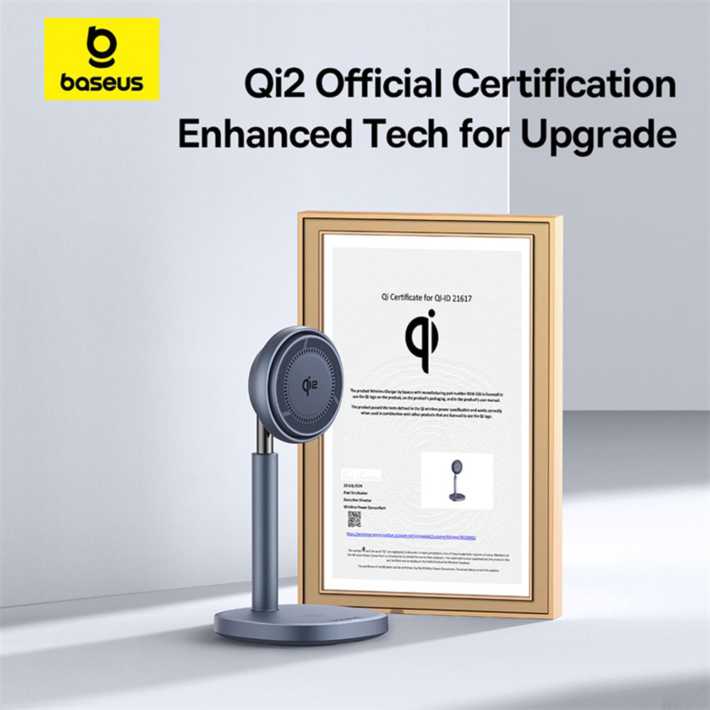 Baseus - Magnetic Wireless Charger Orbit 2 Pro (P10273500813-00) - Cooling Fast Charger for Phone, Earbuds, 20W - Space Grey