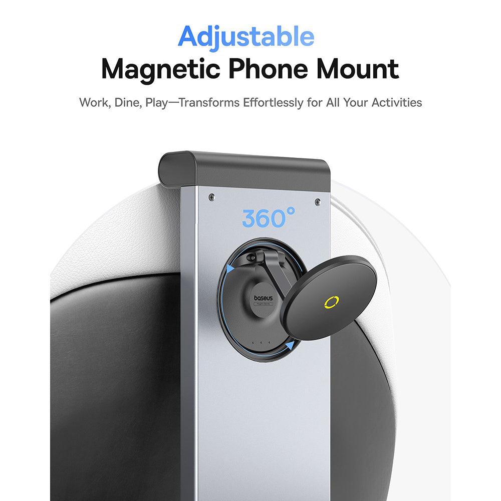 Baseus - Car Holder MagPro II (C40272901121-00) - for Backseat Headrests, Cup Holder, 360° Phone Mount, Table - Cosmic Black