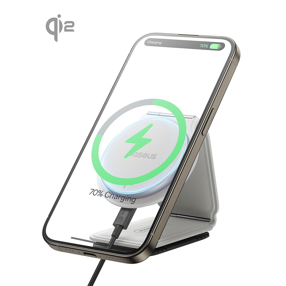 Baseus - Car Holder with Wireless Charging PrimeTrip C02 (C40169003211-00) - Magnetic Grip for Dashboard, 15W - Moon White