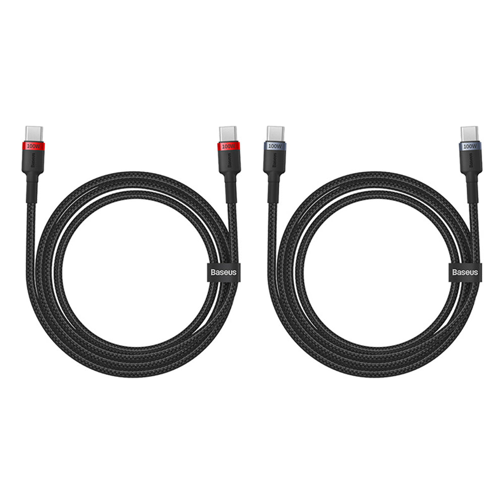 Baseus - (2 pack) Data Cable Cafule (P10318306003-00) - Type-C to Type-C, Fast Charging, 100W, 5A, 1m - Black/Red, Black/Grey