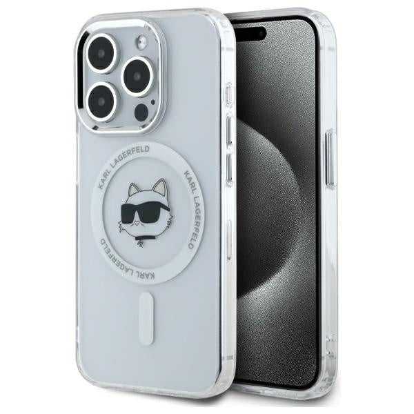 Karl Lagerfeld - IML MagSafe (KLHMP14XHLSCHH) - iPhone 14 Pro Max - White Metal Choupette`s Head